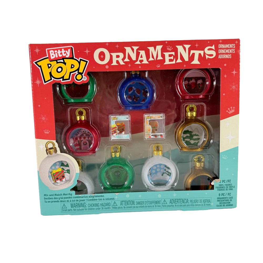Funko Bitty Pop Ornaments Gingerbread Man & Present 9 Ornaments Set NIB